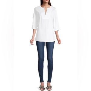 Donna Karan Women's Slashed Tunic - White - Size medium